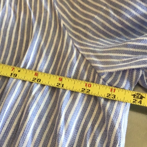 NWT Fred David blue/ white stipe “ticking” blouse. Super soft! - Picture 6 of 7